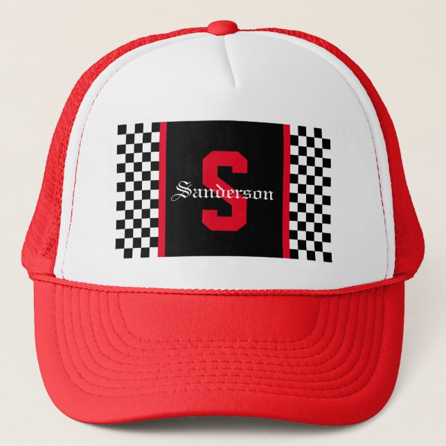 Casquette de camionneur à rayures à carreaux (Devant)
