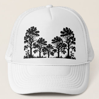 Casquette de camionneur à silhouette d'arbres noir