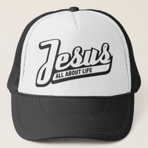 Casquette de camionneur de Jésus - noir et blanc