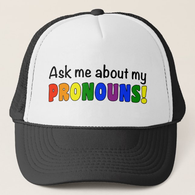 Casquette de camionneur de pronoms (arc-en-ciel) (Devant)