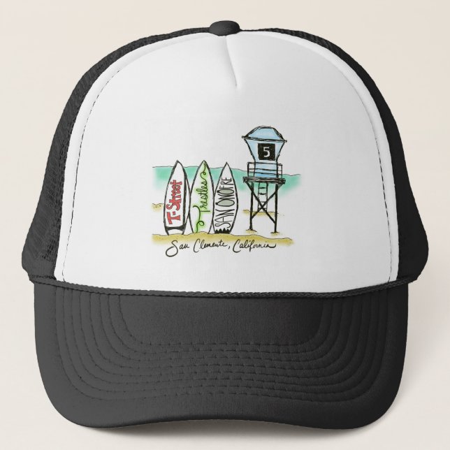 Casquette de camionneur de San Clemente de surf (Devant)