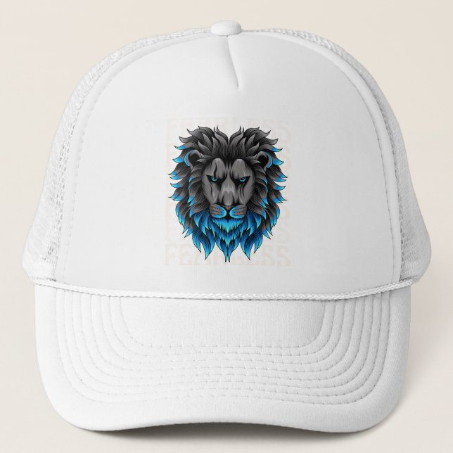 Casquette de camionneur Lion sans peur | Roi Bleu  (Devant)
