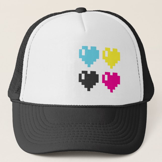 Casquette de coeurs de pixel de CMYK (Devant)