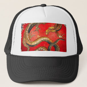 Casquette de dragon japonais Hokusai Gold