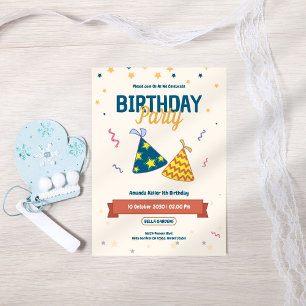 Casquette de fête coloré Invitation d'anniversaire