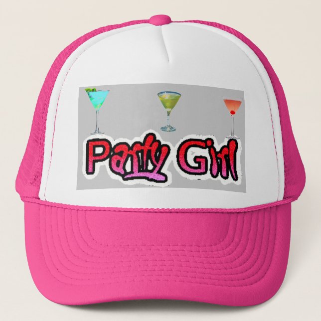 Casquette de fille de partie (rose) (Devant)