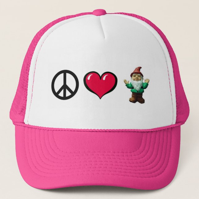 Casquette de gnome de coeur de paix (Devant)