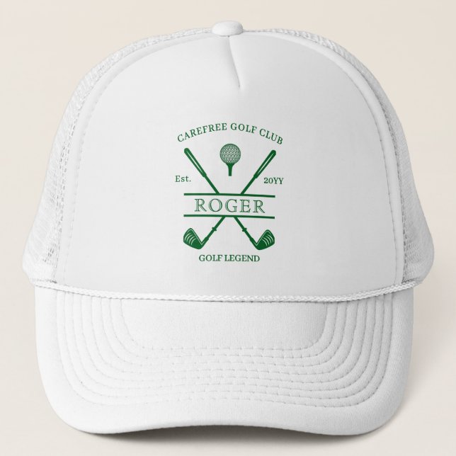 Casquette de golf vert forêt nom de club classique (Devant)
