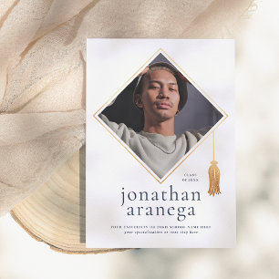 Casquette de grade   Faire-part photo Gold Blue & 