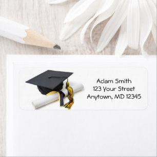 Casquette de graduation Jaune d'or noir et Tassel