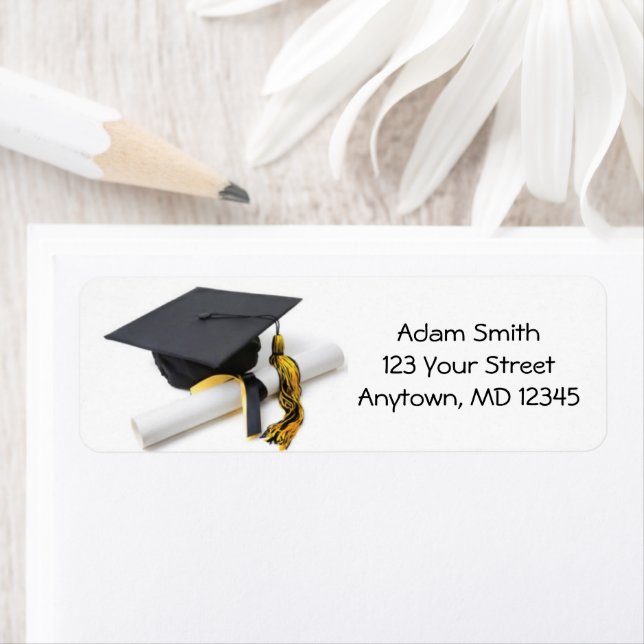 Casquette de graduation Jaune d'or noir et Tassel (En situation)