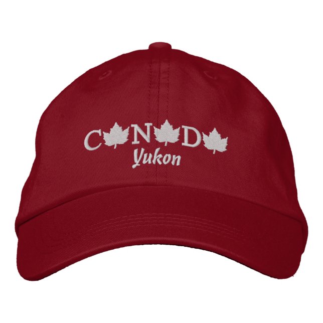 Casquette de la balle rouge brodée du Canada - Yuk (Devant)