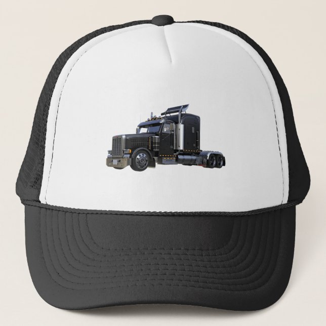 Casquette De noir camion de remorque de tracteur semi (Devant)