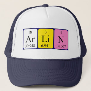 Casquette de nom de table périodique Arlin