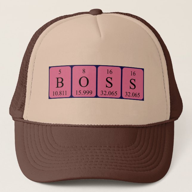 Casquette de nom de table périodique Boss (Devant)