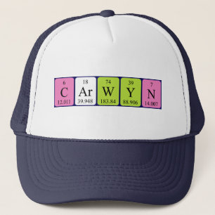 Casquette de nom de table périodique Carwyn