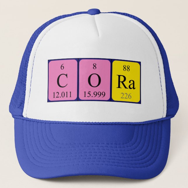 Casquette de nom de table périodique Cora (Devant)