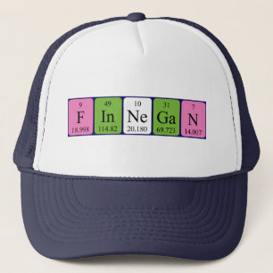 Casquette de nom de table périodique de Finnegan
