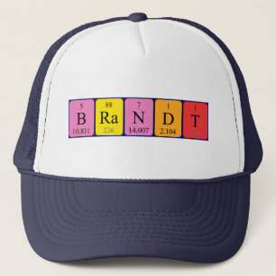 Casquette de nom de table périodique de marque