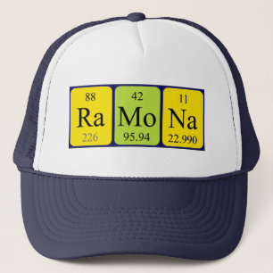 Casquette de nom de table périodique de Ramona