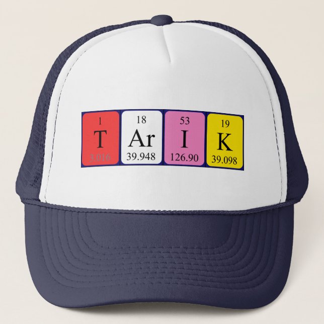 Casquette de nom de table périodique de Tarik (Devant)