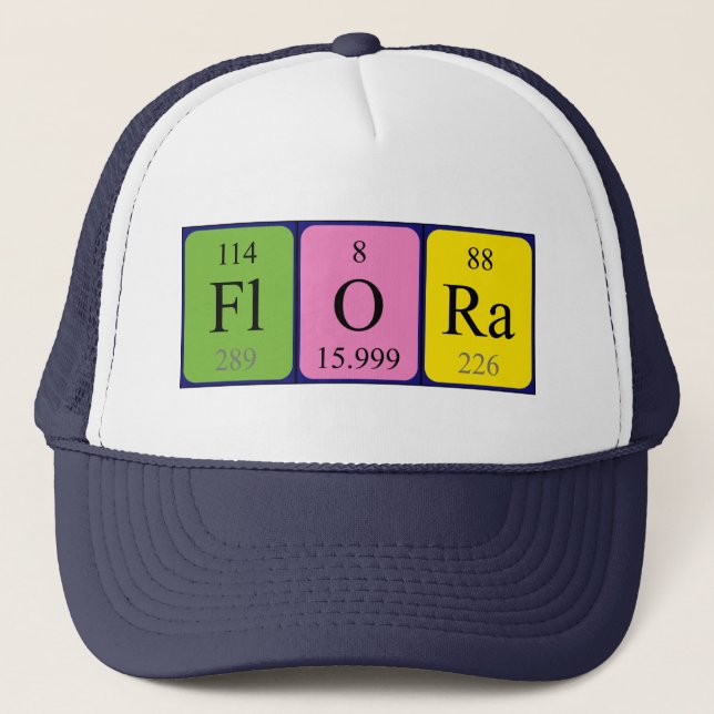 Casquette de nom de table périodique Flora (Devant)