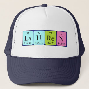 Casquette de nom de table périodique Lauren