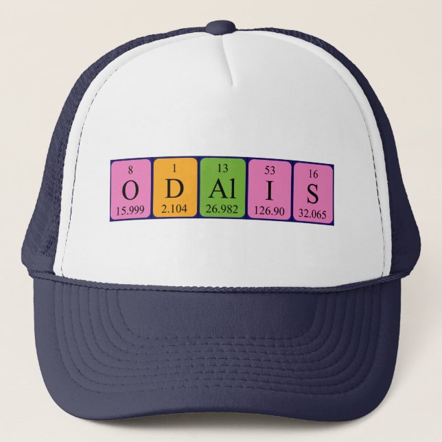 Casquette de nom de table périodique Odalis (Devant)