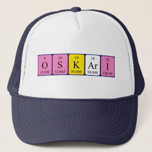 Casquette de nom de table périodique Oskari