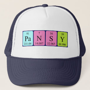 Casquette de nom de table périodique Pansy