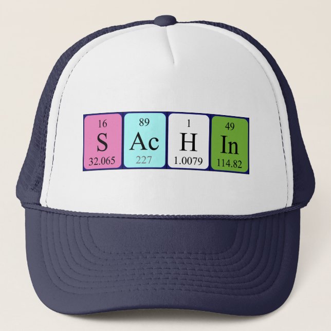 Casquette de nom de table périodique Sachin (Devant)