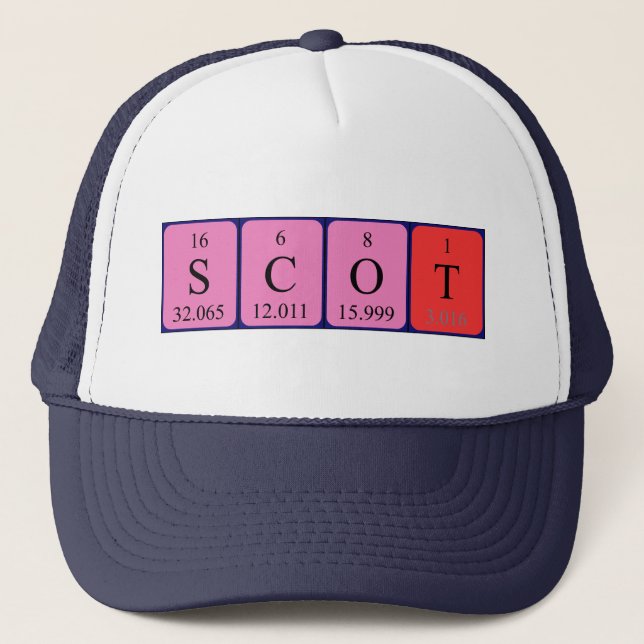 Casquette de nom de table périodique Scot (Devant)