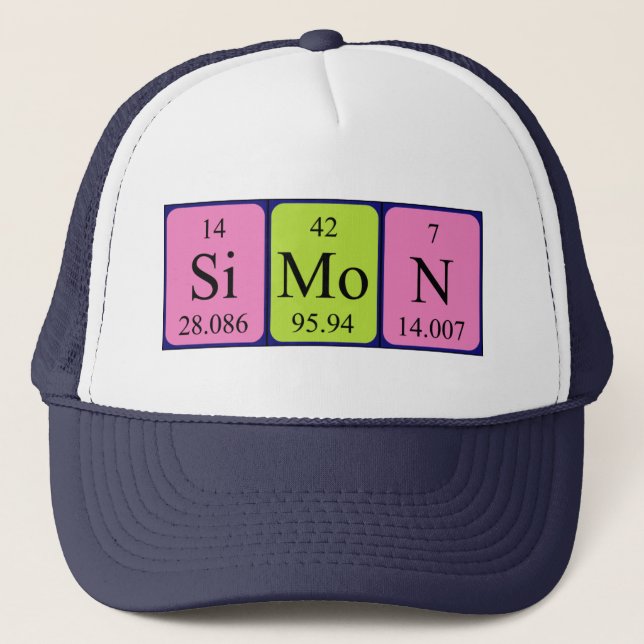 Casquette de nom de table périodique Simon (Devant)