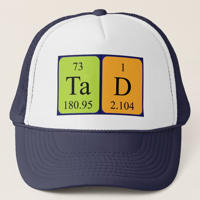Casquette de nom de table périodique Tad (Devant)