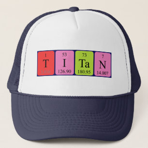 Casquette de nom de table périodique Titan