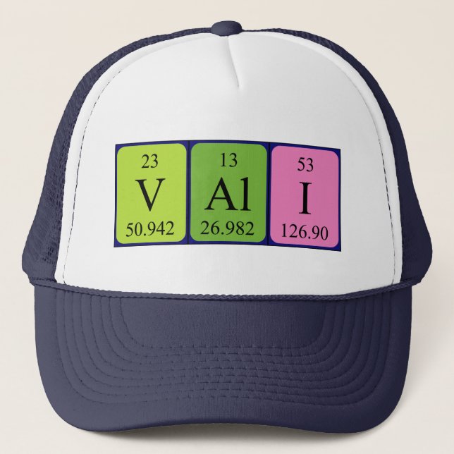 Casquette de nom de table périodique Vali (Devant)