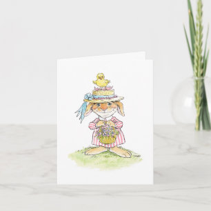 Casquette de paille de Pâques lapin et carte à pou