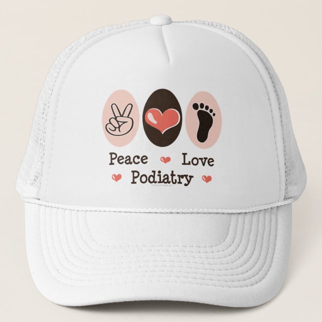 Casquette de pédicure de pédicurie d'amour de paix (Devant)