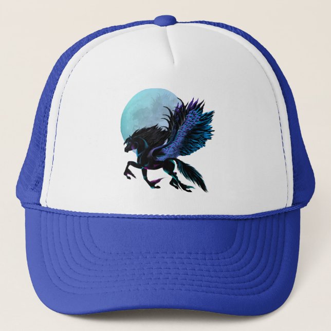 Casquette de Pegasus noir et de lune bleue (Devant)