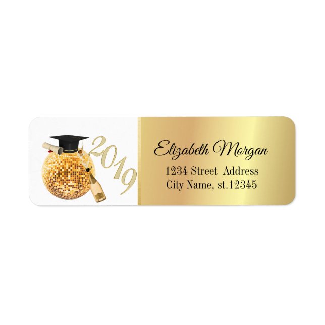 Casquette de remise des diplômes en or moderne, bo (Devant)