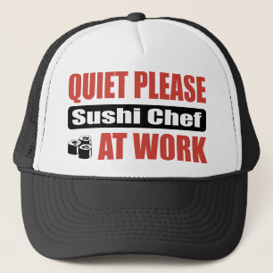 Casquette De tranquillité chef de sushi svp au travail