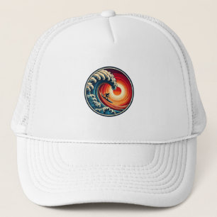 Casquette de vague de coucher de soleil