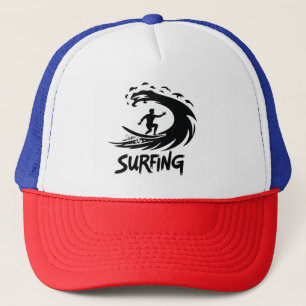 Casquette de vague de silhouette de surfeur minima