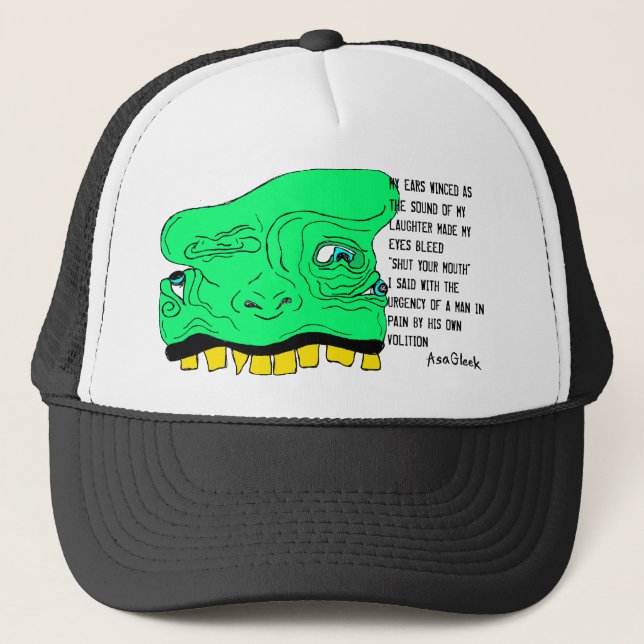 CASQUETTE de VISAGE de lutin avec le poème (Devant)