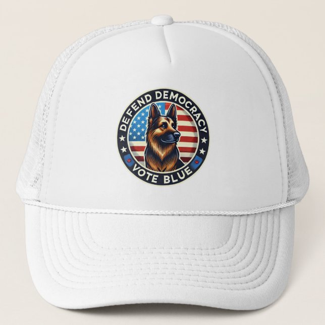 Casquette Défendre la démocratie - Vote Blue - Berger allema (Devant)