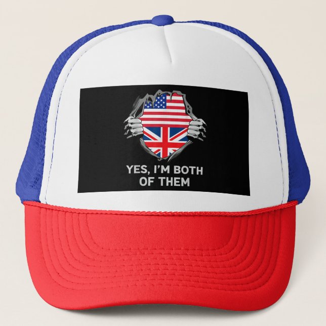 Casquette Demi-Américain Moitié Anglais USA Angleterre Drape (Devant)