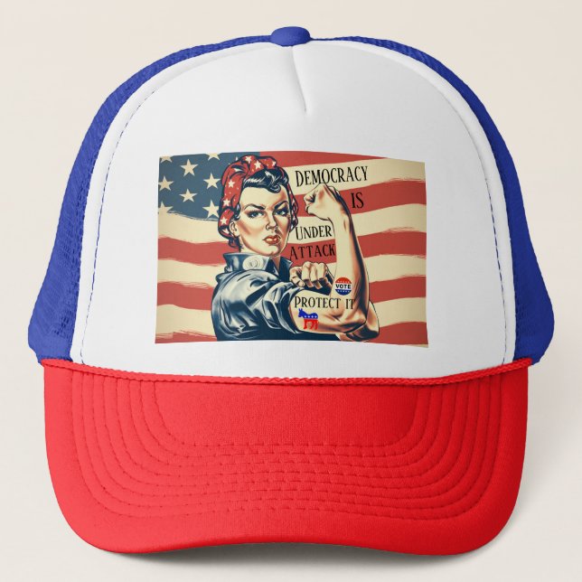 Casquette Démocratie / Protéger It Trucker Chapeau (Devant)