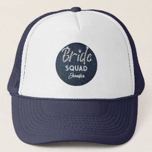 Casquette Denim Diamonds Bride Squad Navy Bachelorette Nom