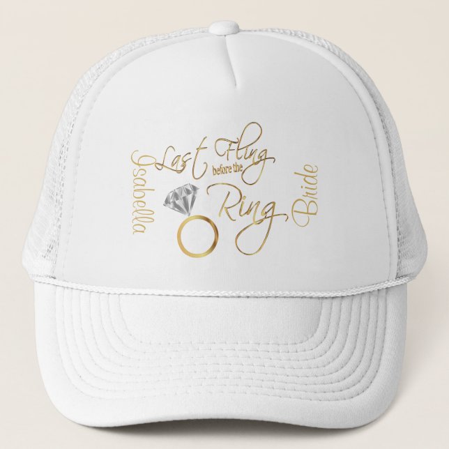 Casquette Dernier Fling avant la ceinture Bachelorette - Or (Devant)