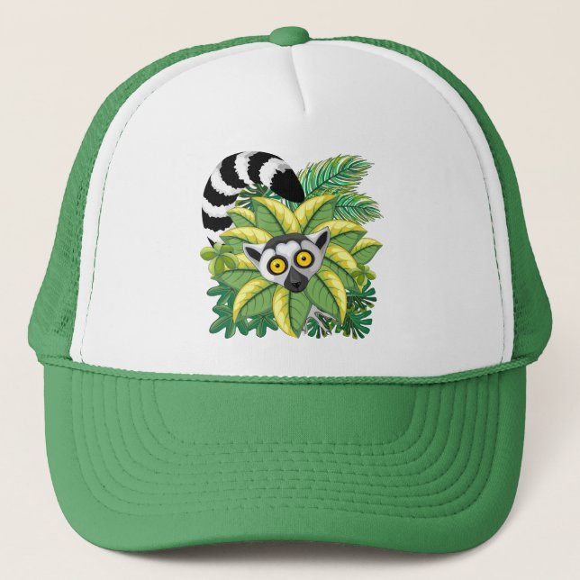 Casquette Des lémuriens de Madagascar dans la jungle exotiqu (Devant)